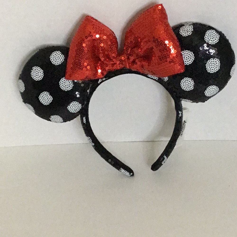 Disney Parks Minnie Mouse Ears Headband Sequin Bow Collection